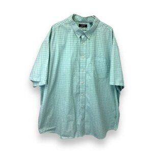 Roundtree & Yorke Mens Green Windowpane Plaid Short Sleeve Shirt Size 4XB